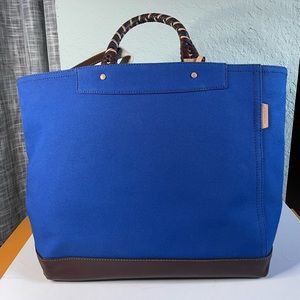 Coach Blue Beach Tote MBC Leather/Canvas #70897